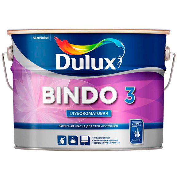 Краска водно-дисперсионная Dulux Bindo 3 матовая 5 л (белый)