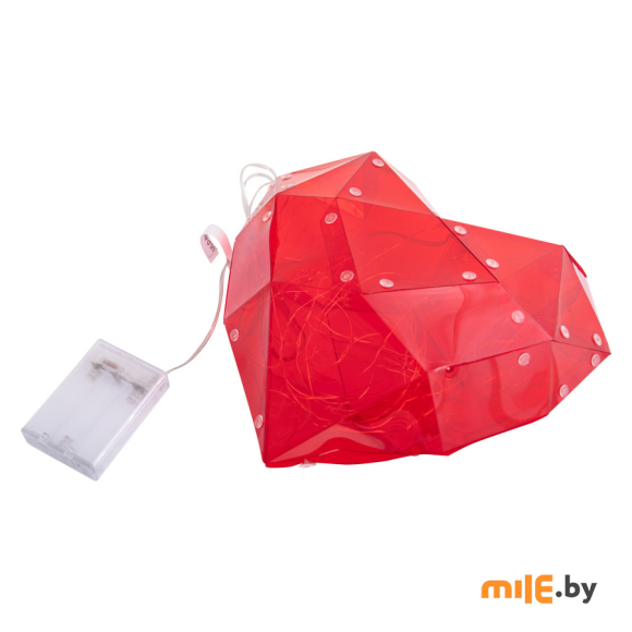 Светильник декоративный Uniel Красное сердце на батарейках 3AA (не в/к). 100 светодиодов. Белый свет. ULD-R511 3АА RED HEART