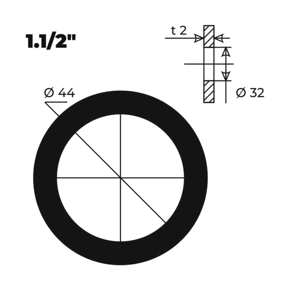 Прокладка резиновая 1 1/2" MasterProf ИС.130387 (2 шт.)