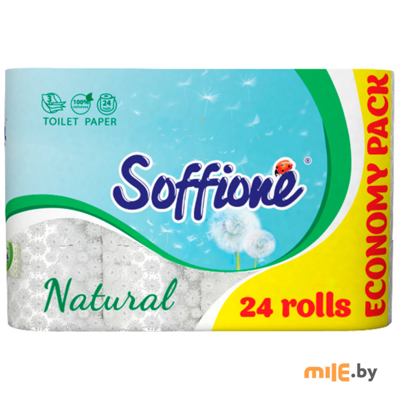 Бумага туалетная Soffione Natural 3 слоя (24 шт.)