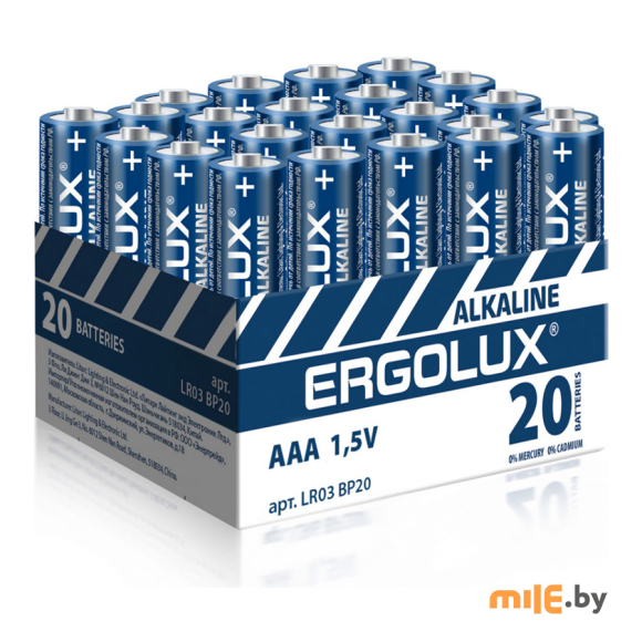 Батарейки Ergolux LR03 Alkaline BP20 (LR03 BP20, 1.5В) 14674