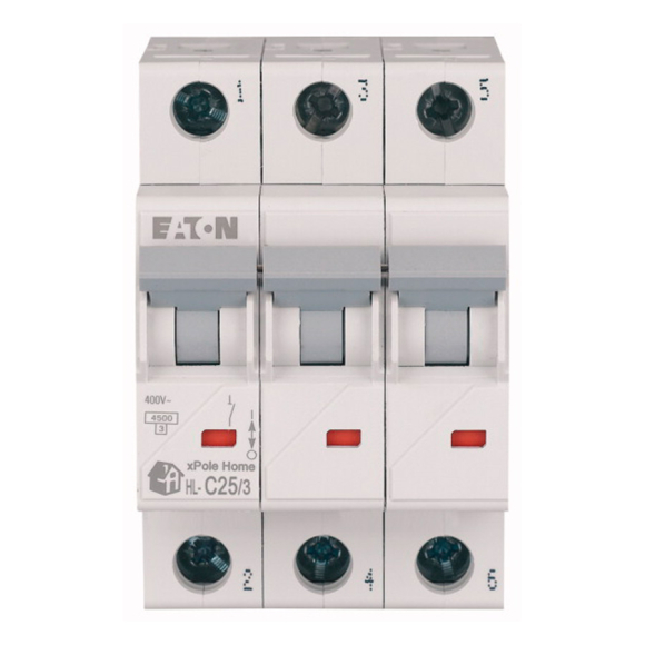 Автоматический выключатель Eaton HL-C25/3, 3P, 25A, хар-ка C, 4.5kA, 3M