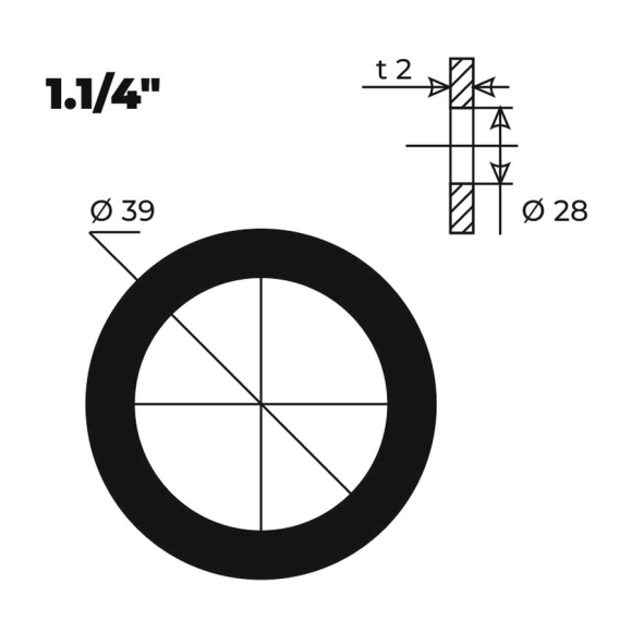 Прокладка резиновая 1 1/4" MasterProf ИС.130386 (2 шт.)