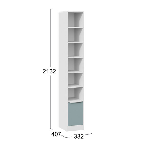 Стеллаж Марли белый/серо-голубой 33,2x213,2x40,7 см