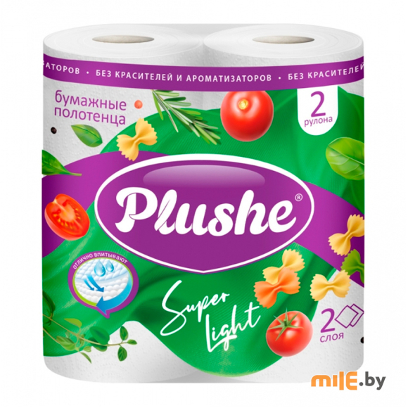 Полотенце бумажное Plushe Super Light белое 2сл. 10м 2рул./12
