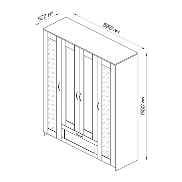 Шкаф комбинированный Сириус 4 двери и 1 ящик 2.02.01.042.3 (дуб сонома)
