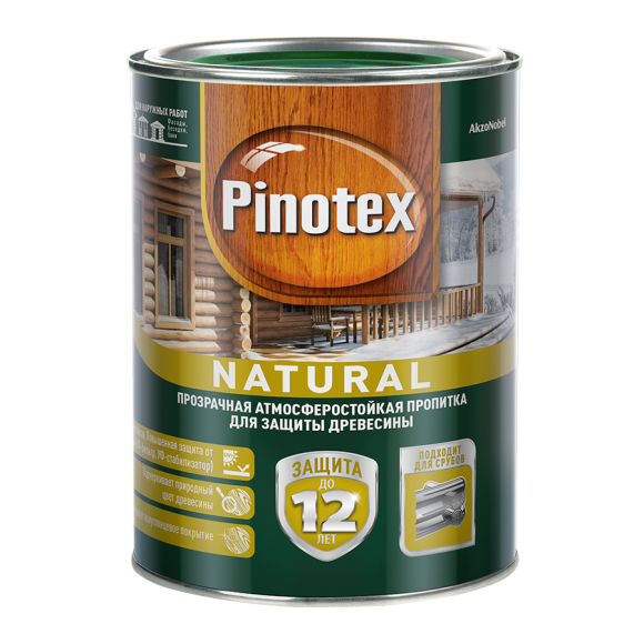 Пропитка для дерева Pinotex Natural полуматовая 1 л (прозрачный)