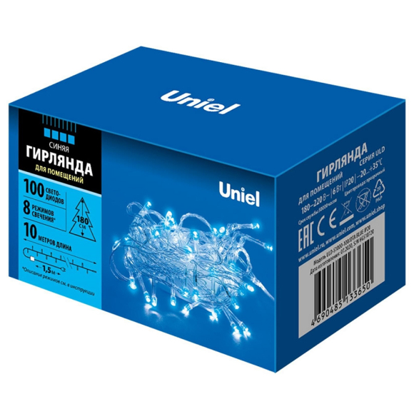 Гирлянда светодиодная Uniel ULD-S1000-100/DTA Blue IP20