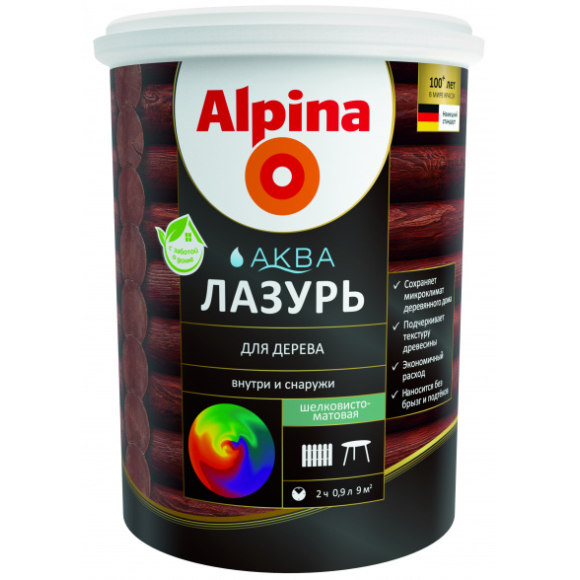 Лазурь для дерева Alpina АКВА 0,9 л / 0,90 кг