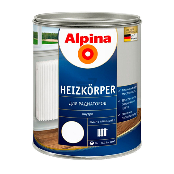 Эмаль Alpina Для радиаторов Белый 750 мл/0.855кг