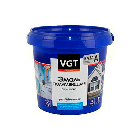 Эмаль VGT ВД-АК 1179 Универсальная полуглянцевая 1 кг (белый)