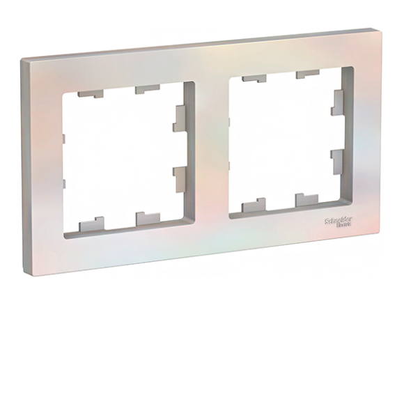 Рамка для розетки или выключателя Schneider Electric AtlasDesign ATN000402 на 2 поста (жемчуг)
