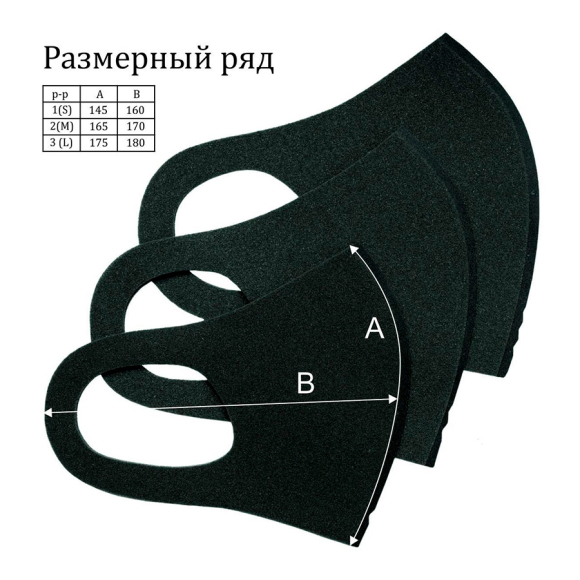 Маска бытовая арт. M-50.3 р.3чер (уп. 3 шт.)