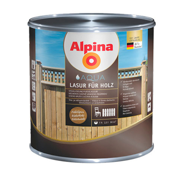Лазурь акриловая Alpina для дерева (Alpina Aqua Lasur fuer Holz) прозрачная 0,75 л / 0,752 кг