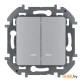 Выключатель двухклавишный с подсветкой Legrand Inspiria 673632 (алюминий)