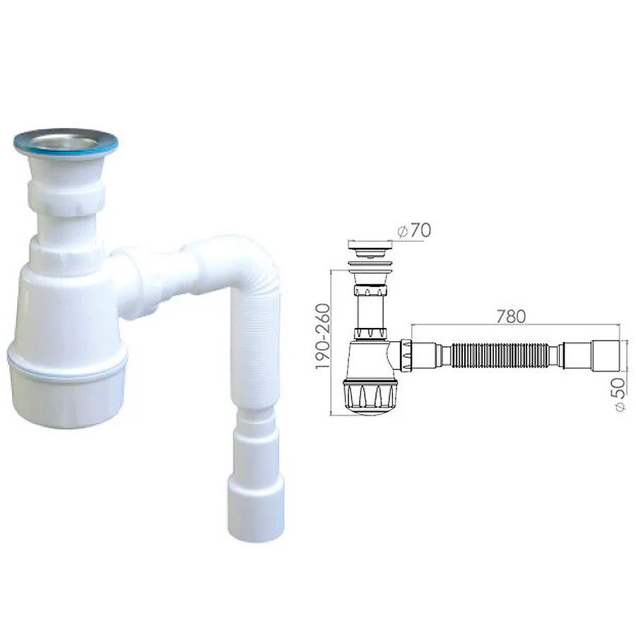 Сифон для кухни AV Engineering AVE129760 купить в Минске.